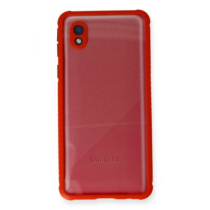 Mey İthalat®  Samsung Galaxy A01 Core Kılıf Miami Şeffaf Silikon - Kırmızı
