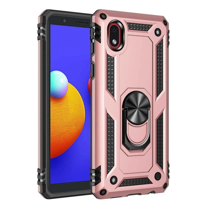 Mey İthalat®  Samsung Galaxy A01 Core Kılıf Sofya Yüzüklü Silikon Kapak - Rose