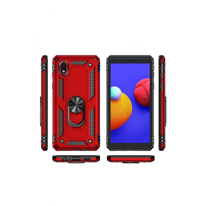 Mey İthalat®  Samsung Galaxy A01 Core Kılıf Sofya Yüzüklü Silikon Kapak - Rose