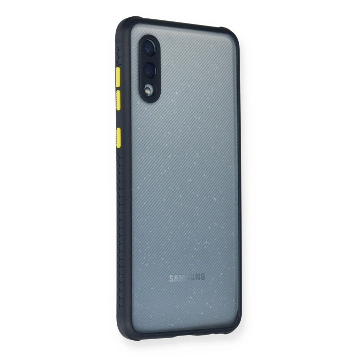 Mey İthalat®  Samsung Galaxy A02 Kılıf Miami Şeffaf Silikon - Lacivert