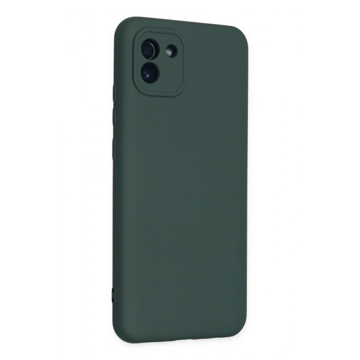Mey İthalat®  Samsung Galaxy A03 Kılıf Nano içi Kadife Silikon - Koyu Yeşil