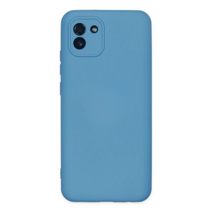 Mey İthalat®  Samsung Galaxy A03 Kılıf Nano içi Kadife Silikon - Mavi