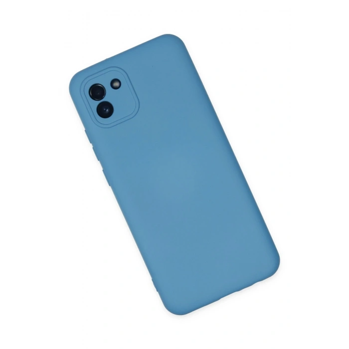 Mey İthalat®  Samsung Galaxy A03 Kılıf Nano içi Kadife Silikon - Mavi