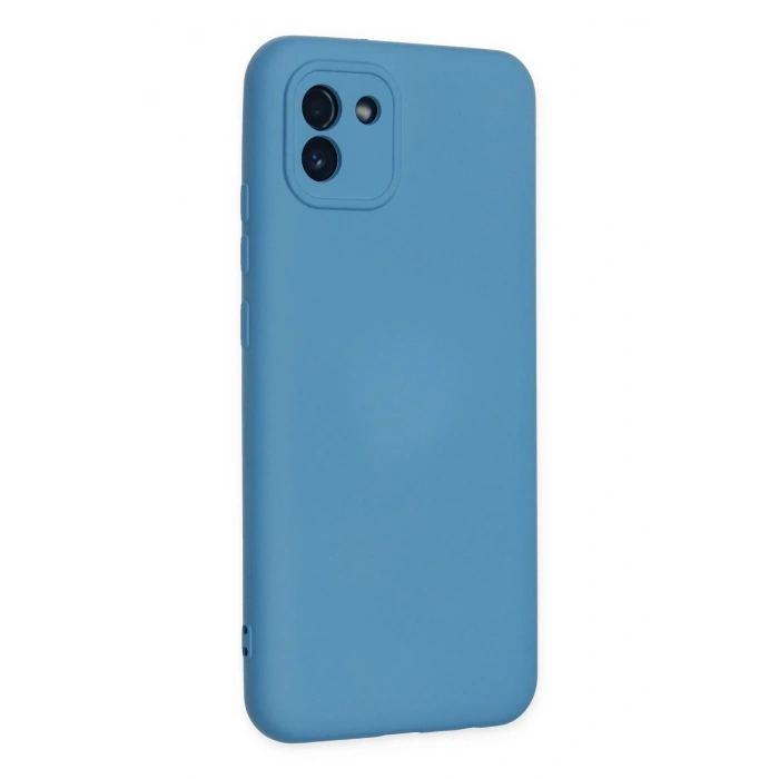 Mey İthalat®  Samsung Galaxy A03 Kılıf Nano içi Kadife Silikon - Mavi