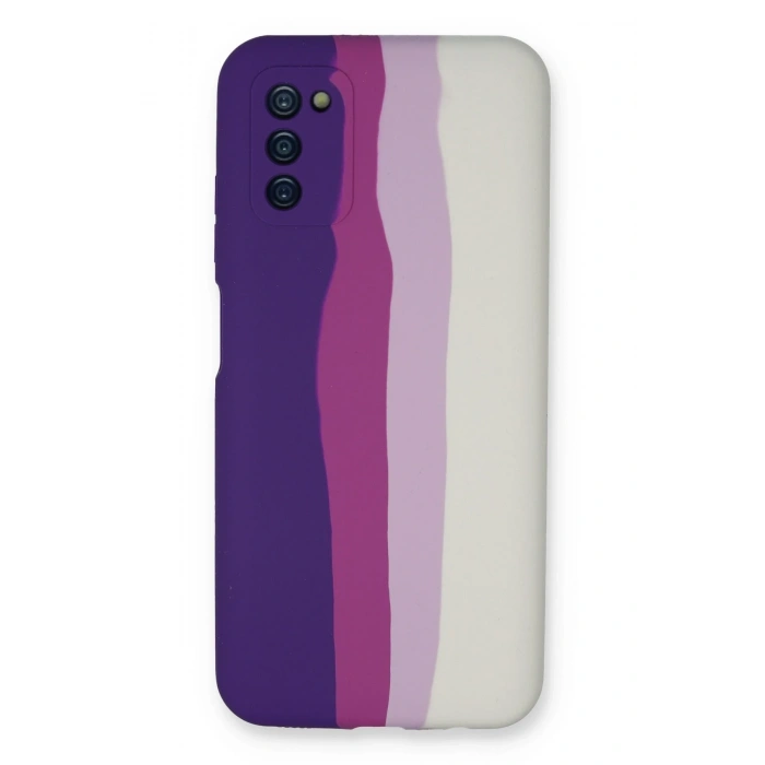Mey İthalat®  Samsung Galaxy A03S Kılıf Ebruli Lansman Silikon - Mor-Beyaz