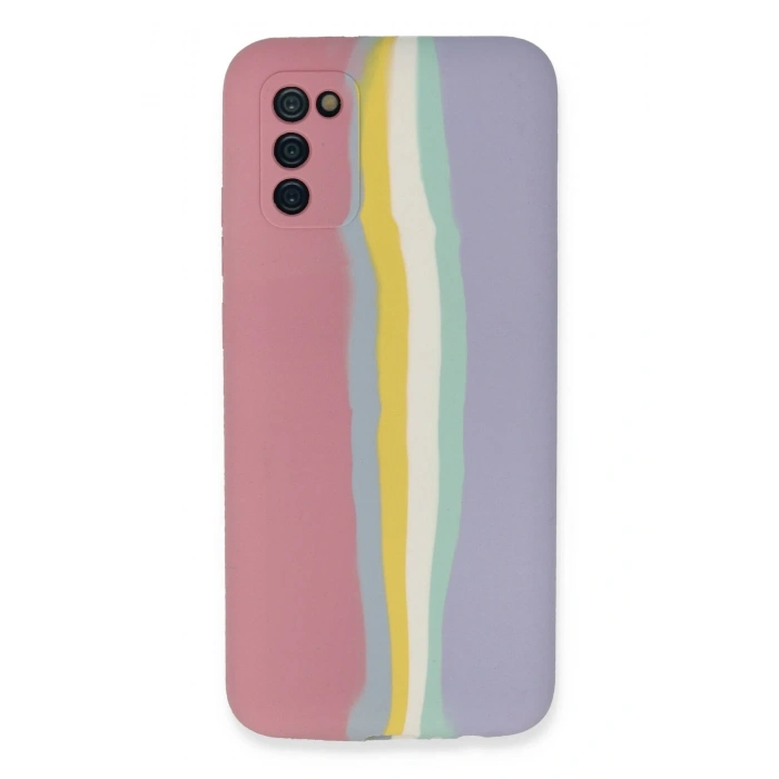 Mey İthalat®  Samsung Galaxy A03S Kılıf Ebruli Lansman Silikon - Pembe-Lila