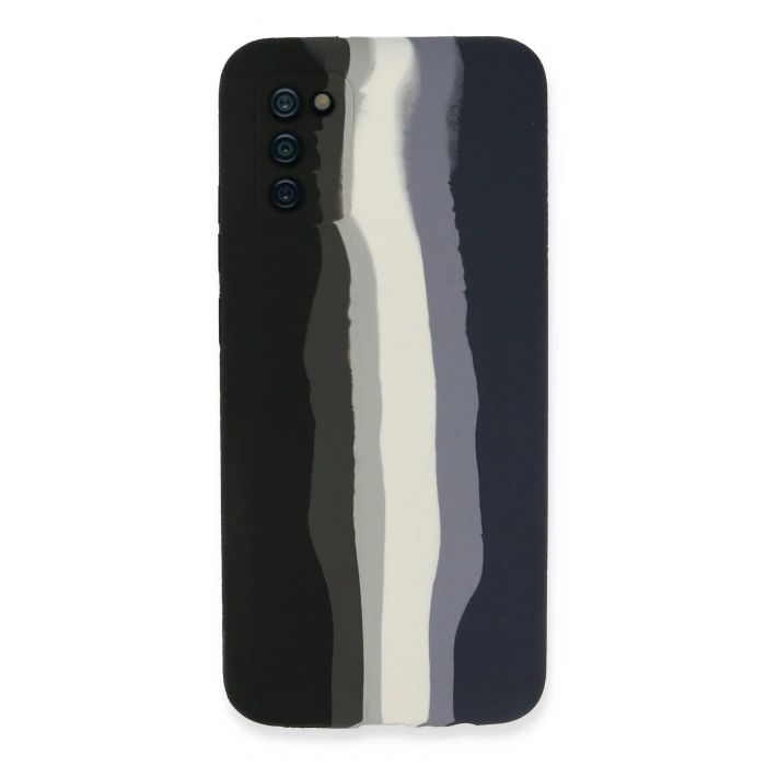 Mey İthalat®  Samsung Galaxy A03S Kılıf Ebruli Lansman Silikon - Siyah-Lacivert