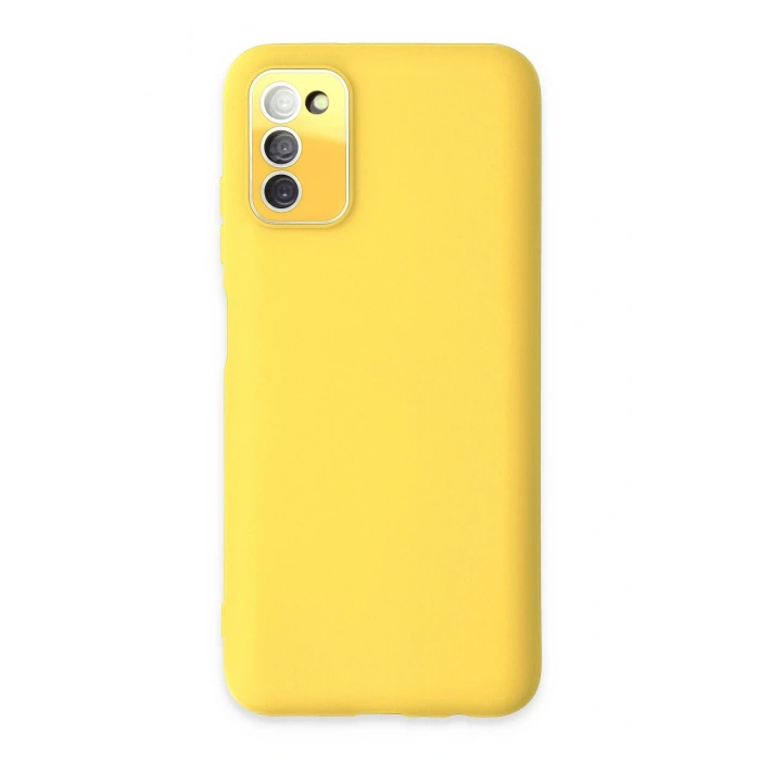 Mey İthalat®  Samsung Galaxy A03S Kılıf Lansman Glass Kapak - Sarı