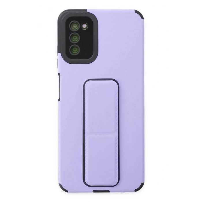 Mey İthalat®  Samsung Galaxy A03S Kılıf Mega Standlı Silikon - Lila
