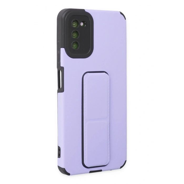 Mey İthalat®  Samsung Galaxy A03S Kılıf Mega Standlı Silikon - Lila