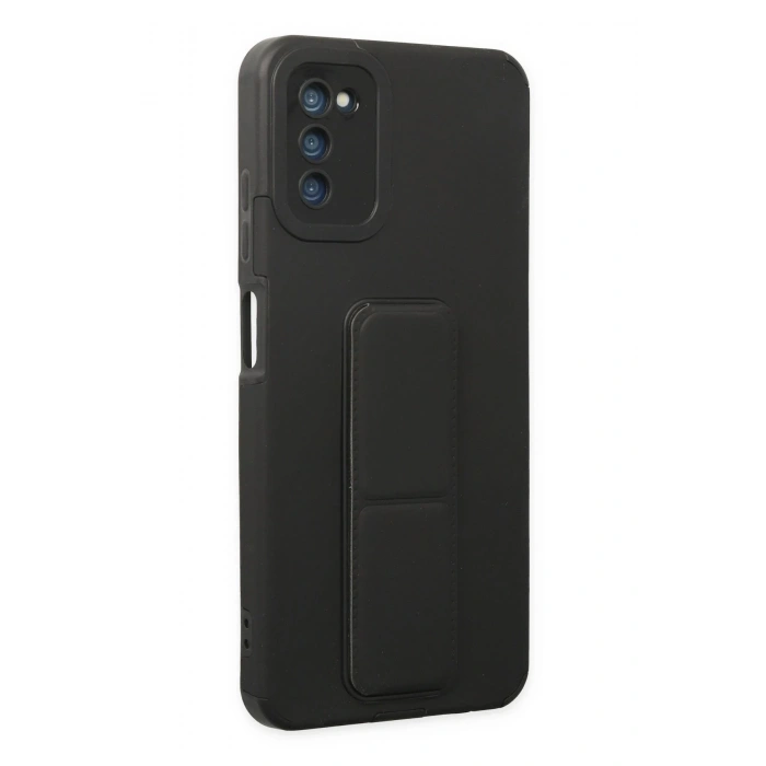 Mey İthalat®  Samsung Galaxy A03S Kılıf Mega Standlı Silikon - Siyah
