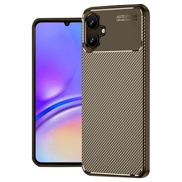 Mey İthalat®  Samsung Galaxy A06 Kılıf Auto Focus Karbon Kapak - Kahverengi