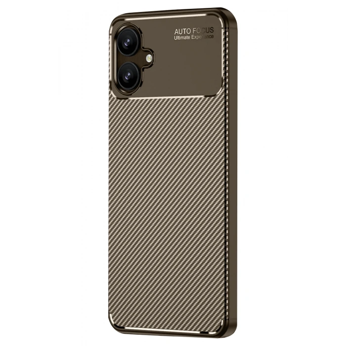 Mey İthalat®  Samsung Galaxy A06 Kılıf Auto Focus Karbon Kapak - Kahverengi