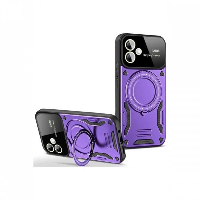 Mey İthalat®  Samsung Galaxy A06 Kılıf Joy Lens Standlı Kapak - Mor