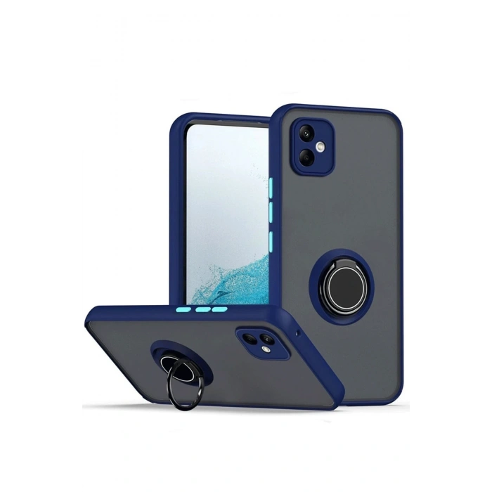 Mey İthalat®  Samsung Galaxy A06 Kılıf Montreal Yüzüklü Silikon Kapak - Lacivert