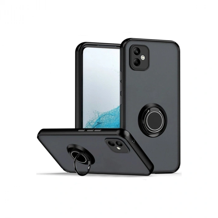 Mey İthalat®  Samsung Galaxy A06 Kılıf Montreal Yüzüklü Silikon Kapak - Siyah