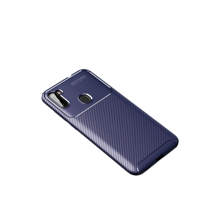 Mey İthalat®  Samsung Galaxy A11 Kılıf Auto Focus Karbon Kapak - Lacivert