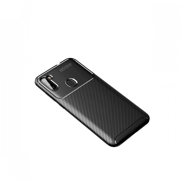 Mey İthalat®  Samsung Galaxy A11 Kılıf Auto Focus Karbon Kapak - Siyah