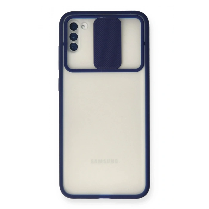 Mey İthalat®  Samsung Galaxy A11 Kılıf Palm Buzlu Kamera Sürgülü Silikon - Lacivert