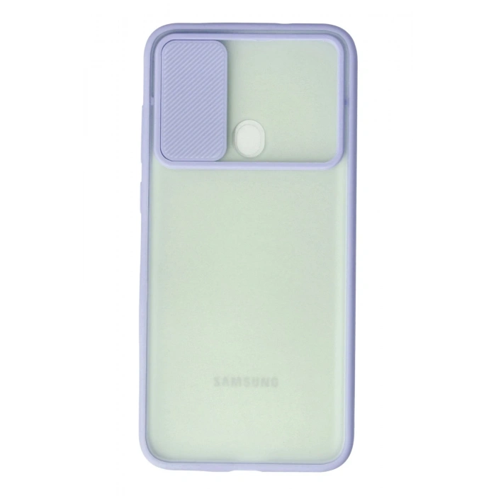 Mey İthalat®  Samsung Galaxy A11 Kılıf Palm Buzlu Kamera Sürgülü Silikon - Lila