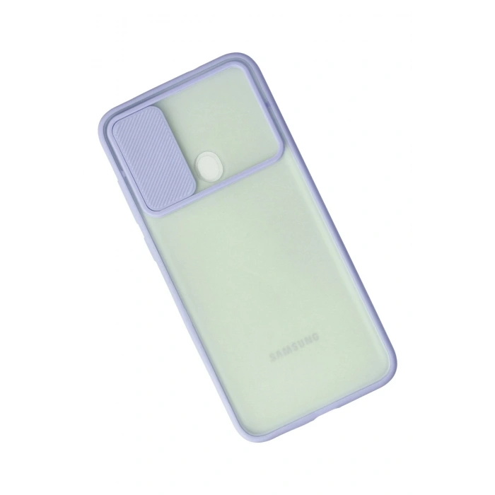 Mey İthalat®  Samsung Galaxy A11 Kılıf Palm Buzlu Kamera Sürgülü Silikon - Lila