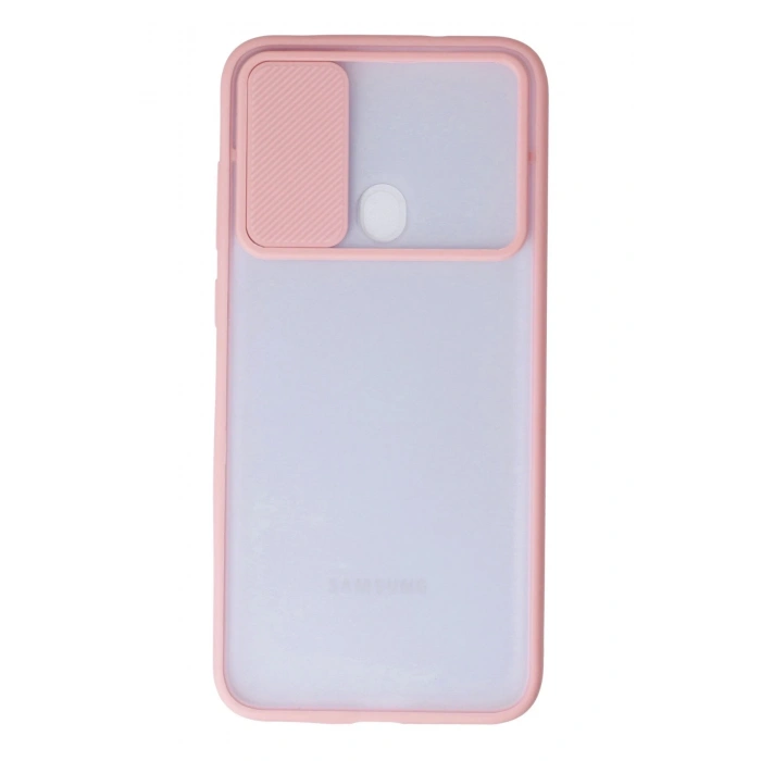 Mey İthalat®  Samsung Galaxy A11 Kılıf Palm Buzlu Kamera Sürgülü Silikon - Pembe