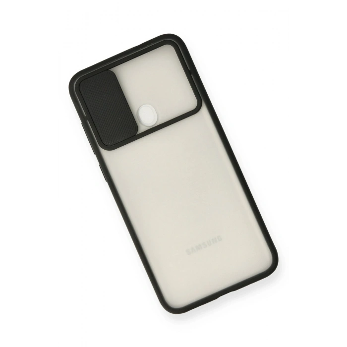 Mey İthalat®  Samsung Galaxy A11 Kılıf Palm Buzlu Kamera Sürgülü Silikon - Siyah