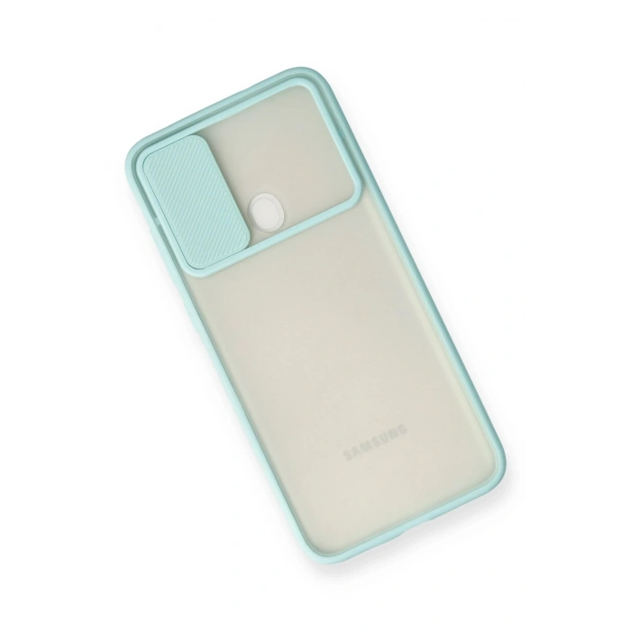 Mey İthalat®  Samsung Galaxy A11 Kılıf Palm Buzlu Kamera Sürgülü Silikon - Turkuaz