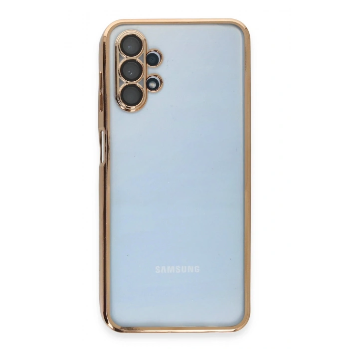 Mey İthalat®  Samsung Galaxy A13 4G Kılıf  Lensli Silikon - Gold