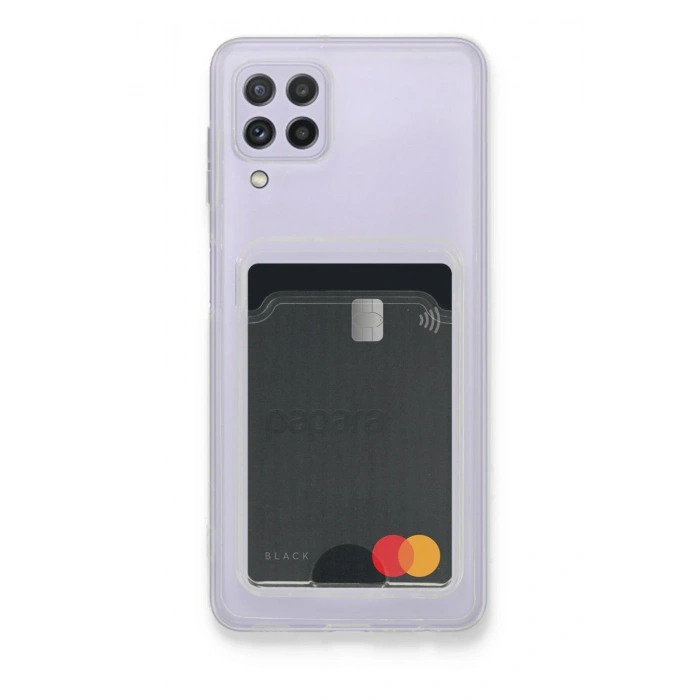 Mey İthalat®  Samsung Galaxy A22 Kılıf Kart Şeffaf Silikon - Şeffaf