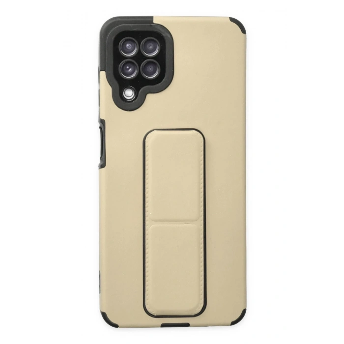 Mey İthalat®  Samsung Galaxy A22 Kılıf Mega Standlı Silikon - Gold