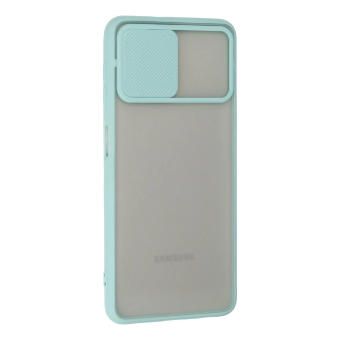 Mey İthalat®  Samsung Galaxy A22 Kılıf Palm Buzlu Kamera Sürgülü Silikon - Turkuaz