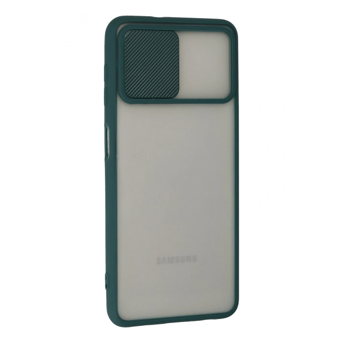 Mey İthalat®  Samsung Galaxy A22 Kılıf Palm Buzlu Kamera Sürgülü Silikon - Yeşil