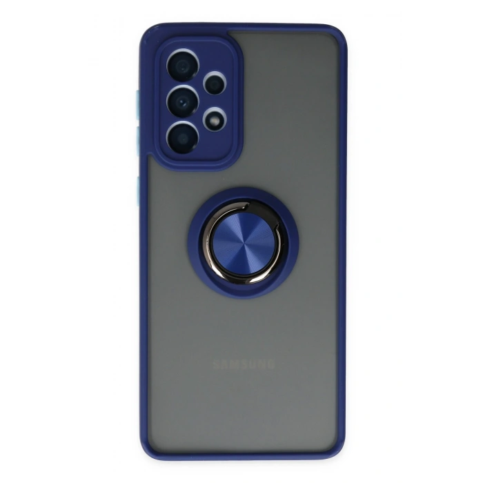 Mey İthalat®  Samsung Galaxy A33 5G Kılıf Montreal Yüzüklü Silikon Kapak - Lacivert