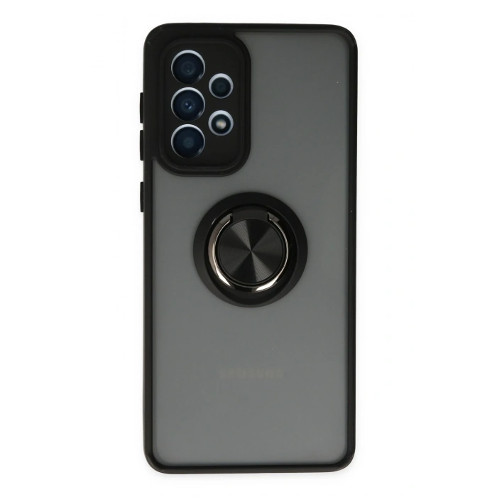 Mey İthalat®  Samsung Galaxy A33 5G Kılıf Montreal Yüzüklü Silikon Kapak - Siyah