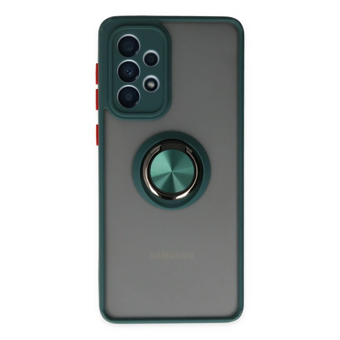 Mey İthalat®  Samsung Galaxy A33 5G Kılıf Montreal Yüzüklü Silikon Kapak - Yeşil