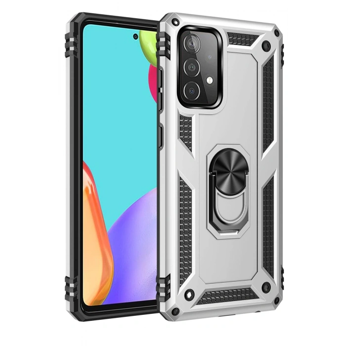 Mey İthalat®  Samsung Galaxy A33 5G Kılıf Sofya Yüzüklü Silikon Kapak - Gümüş