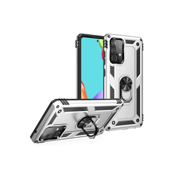 Mey İthalat®  Samsung Galaxy A33 5G Kılıf Sofya Yüzüklü Silikon Kapak - Gümüş