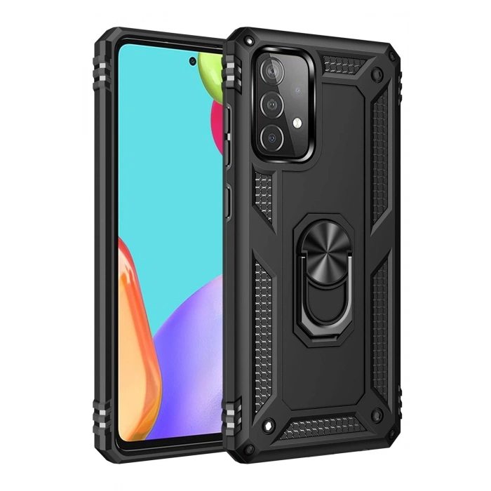 Mey İthalat®  Samsung Galaxy A33 5G Kılıf Sofya Yüzüklü Silikon Kapak - Siyah