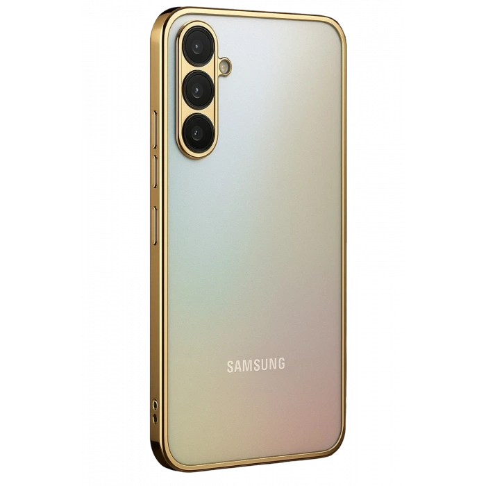 Mey İthalat®  Samsung Galaxy A34 5G Kılıf  Lensli Silikon - Gold