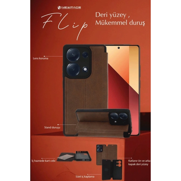 Mey İthalat®  Samsung Galaxy A35 5G Kılıf Flip Cover - Kırmızı