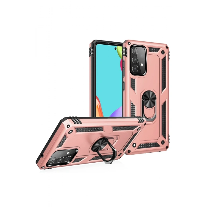 Mey İthalat®  Samsung Galaxy A52 Kılıf Sofya Yüzüklü Silikon Kapak - Rose