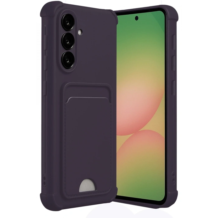 Mey İthalat®  Samsung Galaxy A55 5G Kılıf Kelvin Kartvizitli Silikon - Derin Mor