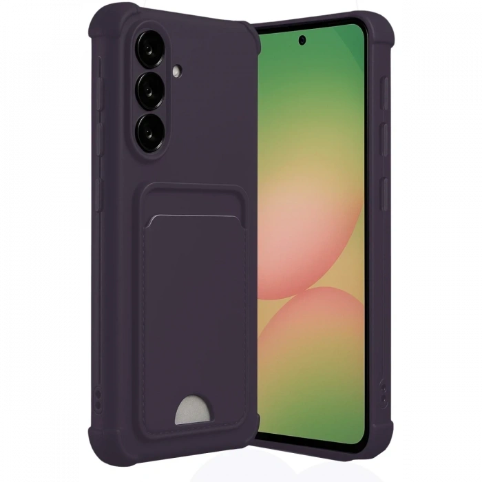 Mey İthalat®  Samsung Galaxy A55 5G Kılıf Kelvin Kartvizitli Silikon - Derin Mor