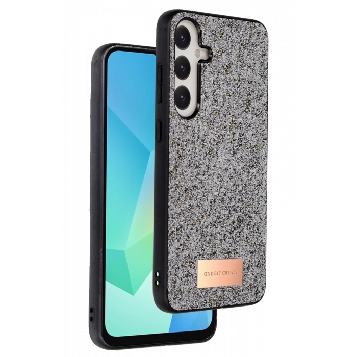 Mey İthalat®  Samsung Galaxy A56 Bright Simli Kapak - Gümüş