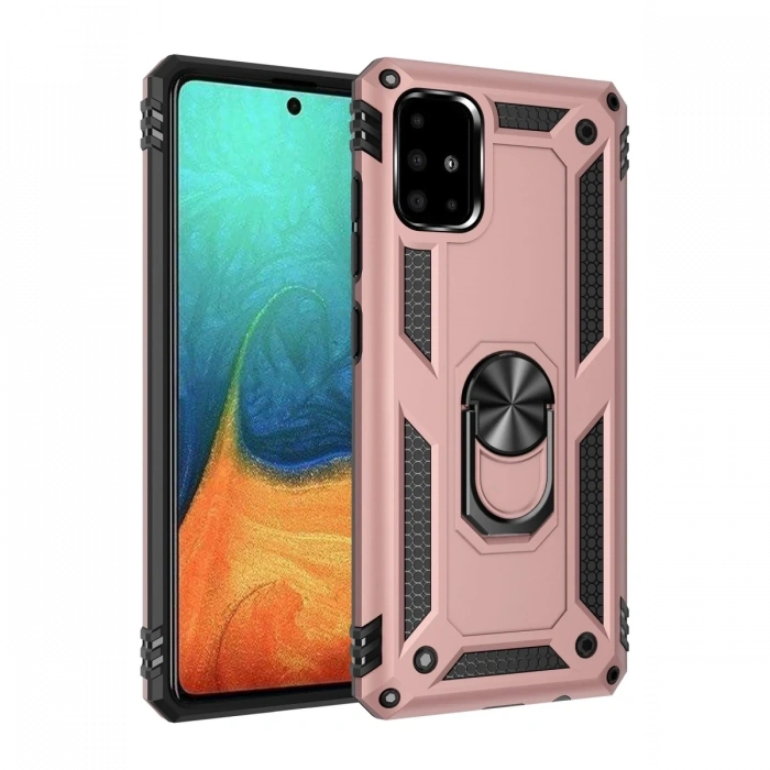 Mey İthalat®  Samsung Galaxy A71 Kılıf Sofya Yüzüklü Silikon Kapak - Rose