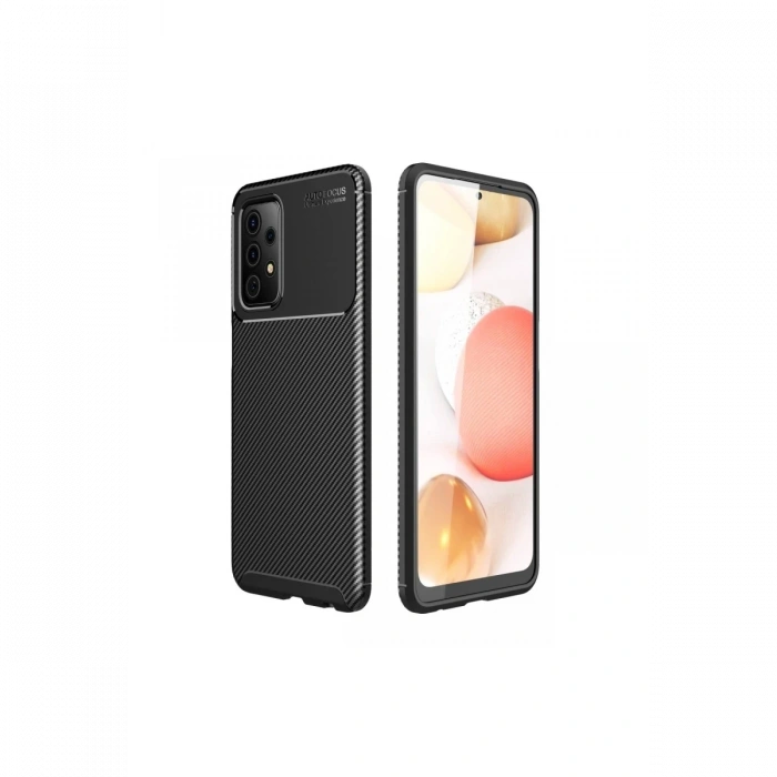 Mey İthalat®  Samsung Galaxy A72 Kılıf Auto Focus Karbon Kapak - Siyah