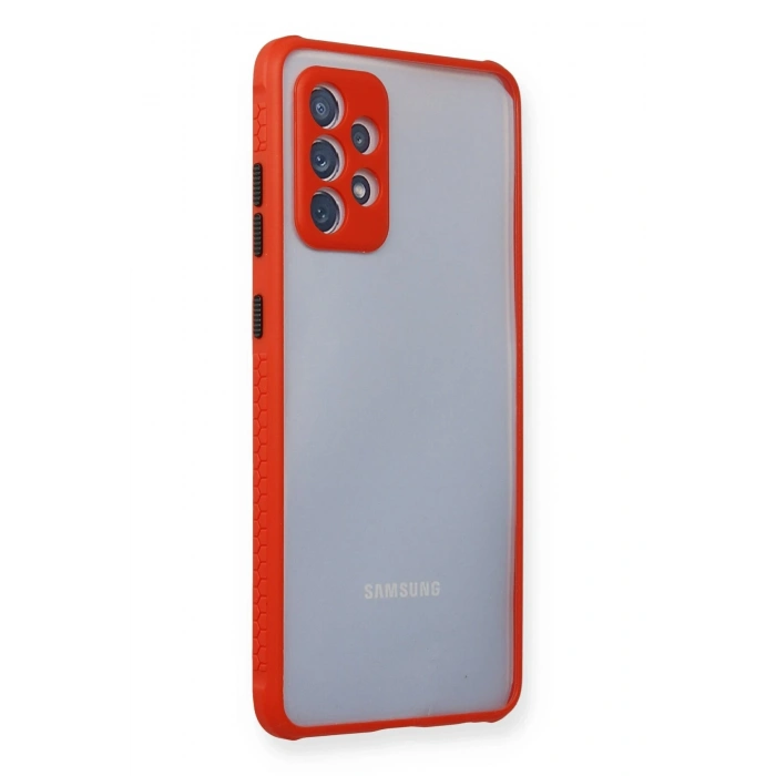Mey İthalat®  Samsung Galaxy A72 Kılıf Miami Şeffaf Silikon - Kırmızı
