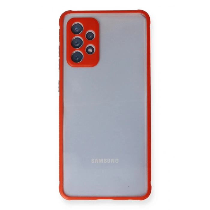 Mey İthalat®  Samsung Galaxy A72 Kılıf Miami Şeffaf Silikon - Kırmızı