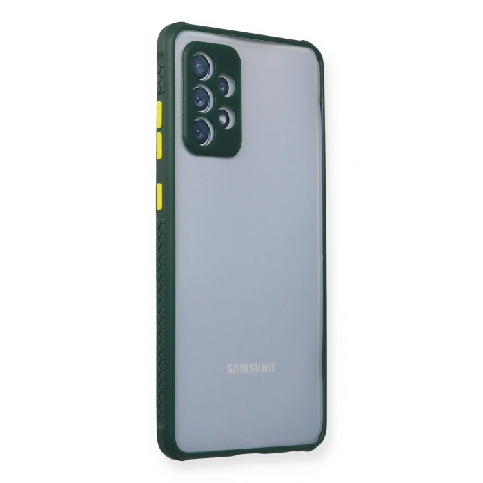 Mey İthalat®  Samsung Galaxy A72 Kılıf Miami Şeffaf Silikon - Koyu Yeşil